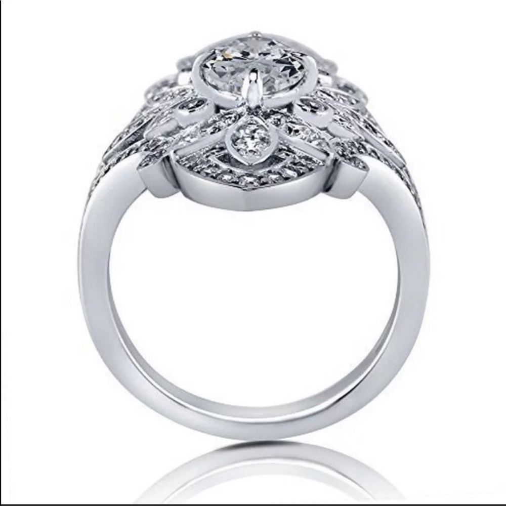 New Luxury 925 Sterling Silver Diamond Lovely Ring - Picture 4 of 5